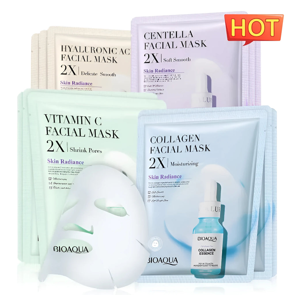 30g facial sheet mask in collagen, hyaluronic acid, vitamin C or Centella Asiatica variants