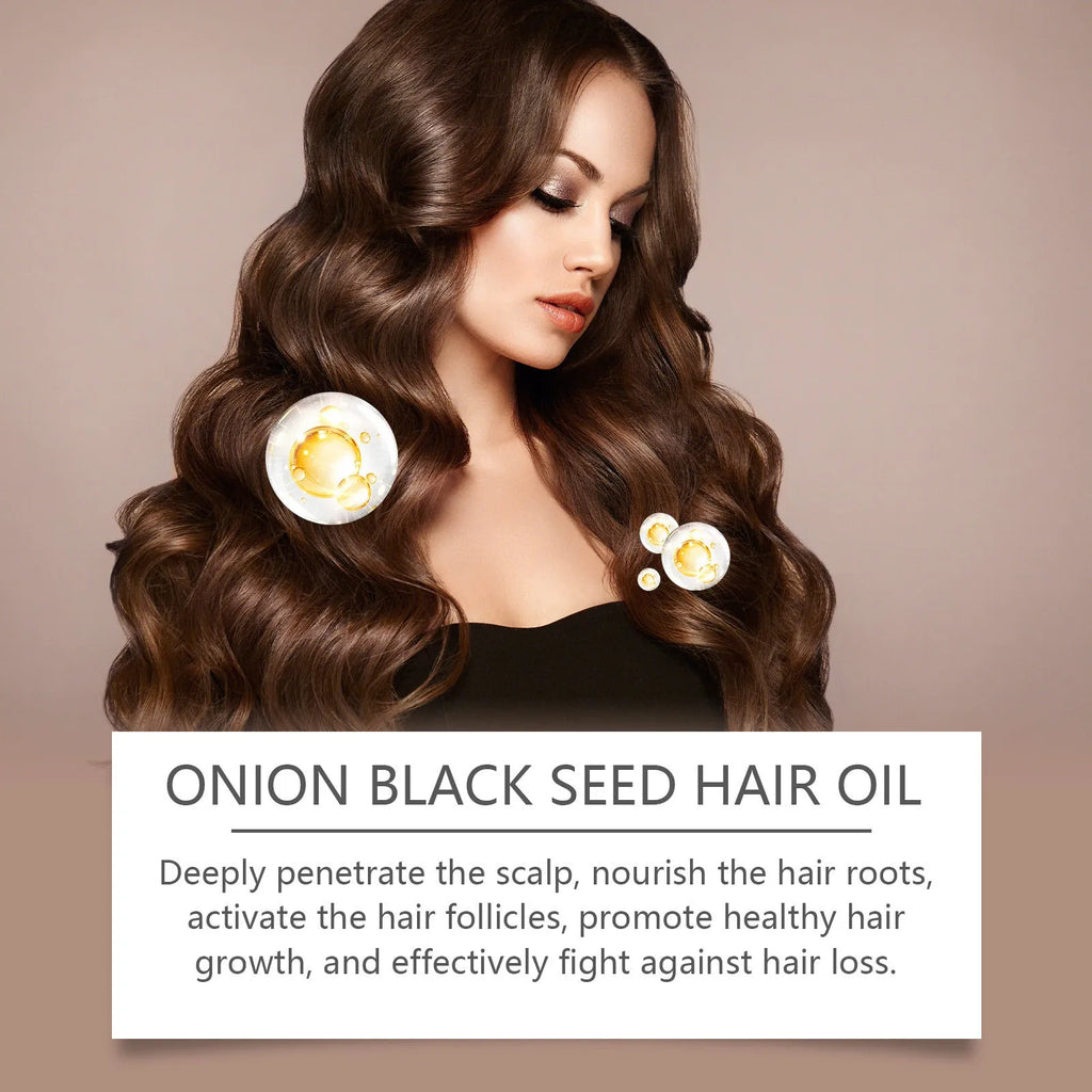 100ml bottle of nourishing hair care essential oil with applicator accessories on a box.