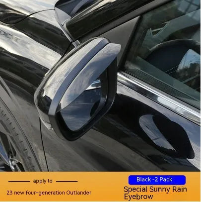 23 New Outlander black warrior style window deflectors 6-piece set installed on vehicle