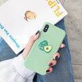 Avocado cartoon design TPU phone case for Apple iPhone models showing colourful artwork