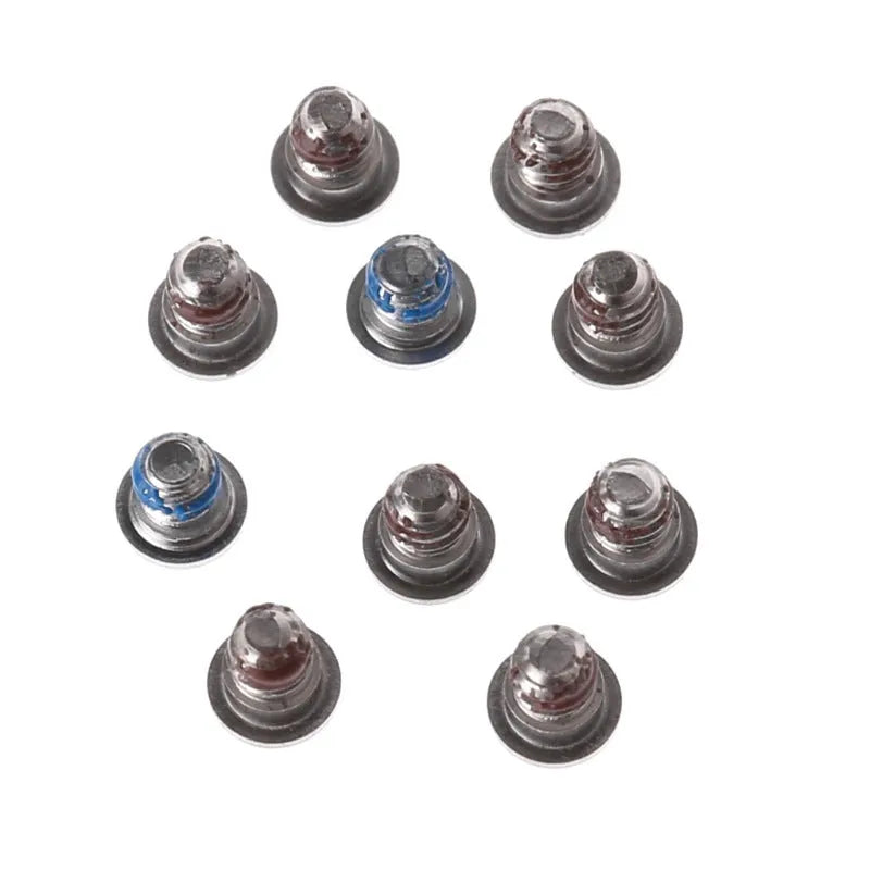 Ten small metal replacement screws for MacBook Pro Retina A1502, A1398, A1425 bottom panel and speaker repair.