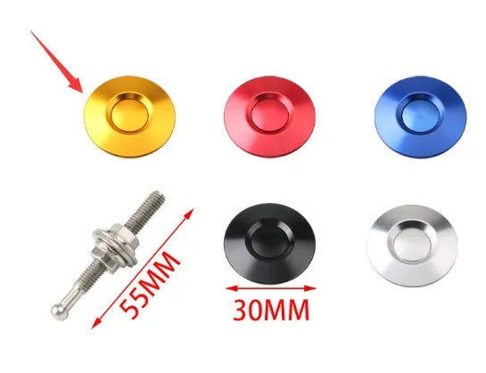 30mm silver aluminium button-type car engine cover lock with screw and nut