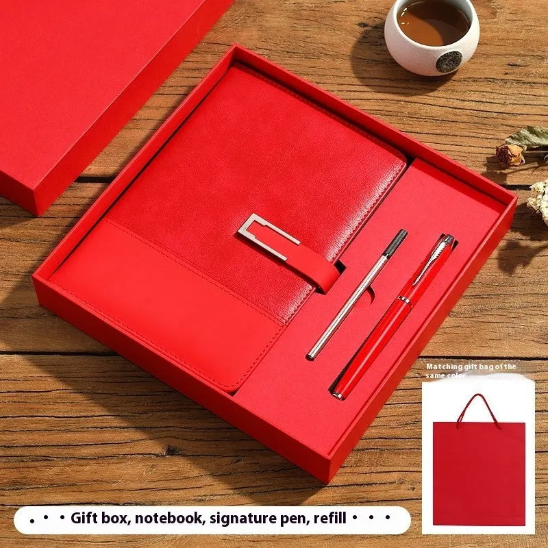 A5 soft leather business notebook in choice of colours with gift box packaging.