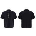 Men's loose fit polo shirt with square collar in black, grey or white colours