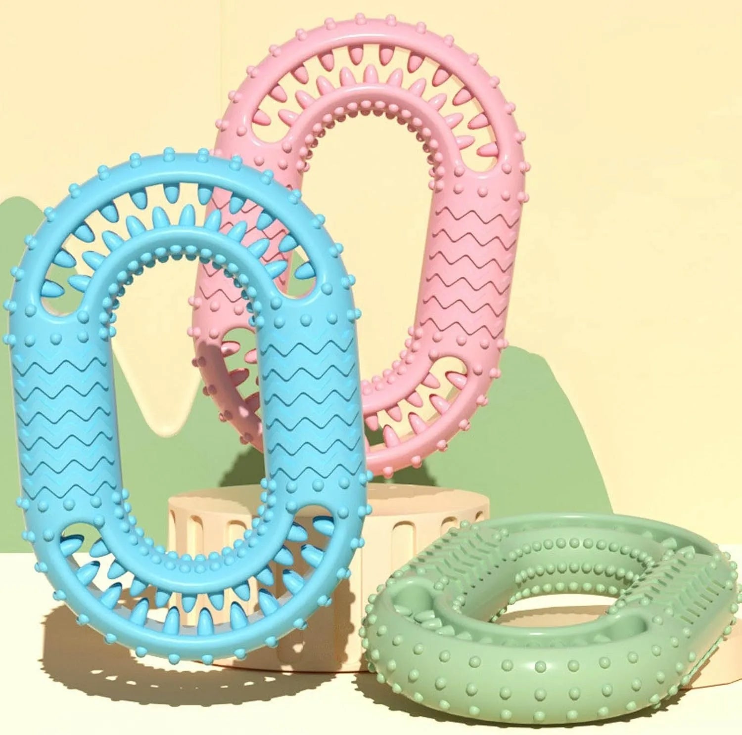 Blue heavy duty O-ring shaped dog chew toy for aggressive chewers and dental care.