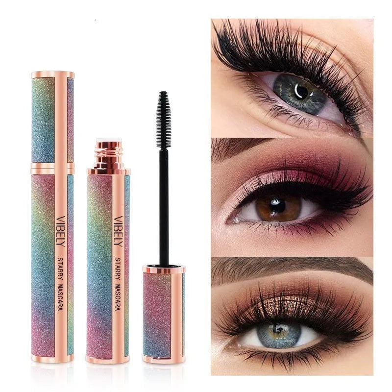 4D waterproof black mascara for long thick curling lashes with smudge-resistant formula