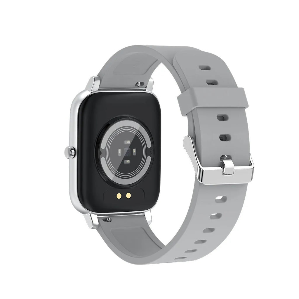 H80 smart watch with ECG and blood oxygen monitoring on a silicone strap, showing the 1.69-inch touch screen.
