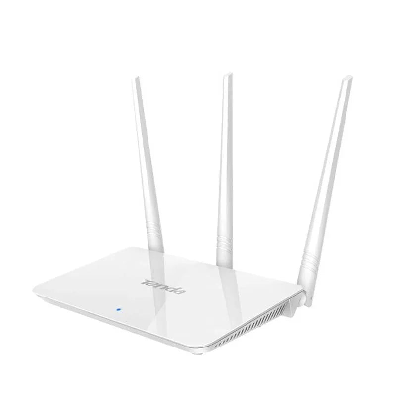 White wireless router with dual-band 2.4GHz and 5GHz support for broadband connections