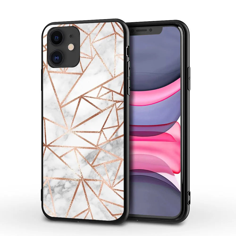 Marble pattern iPhone case with TPU PC waterproof drop-resistant back cover