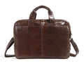 Brown cowhide leather business briefcase with 18-inch size for laptop storage