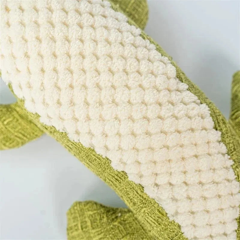 Corn fibre pet plush toy with biting sound feature for cats and dogs in blue, green, or red colours