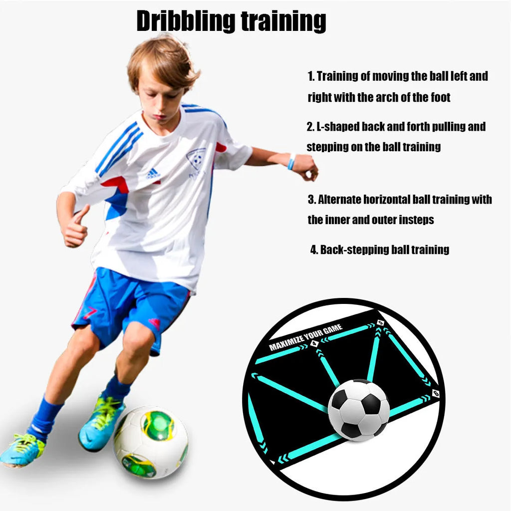 Black football training mat 60x90cm non-slip surface for practice