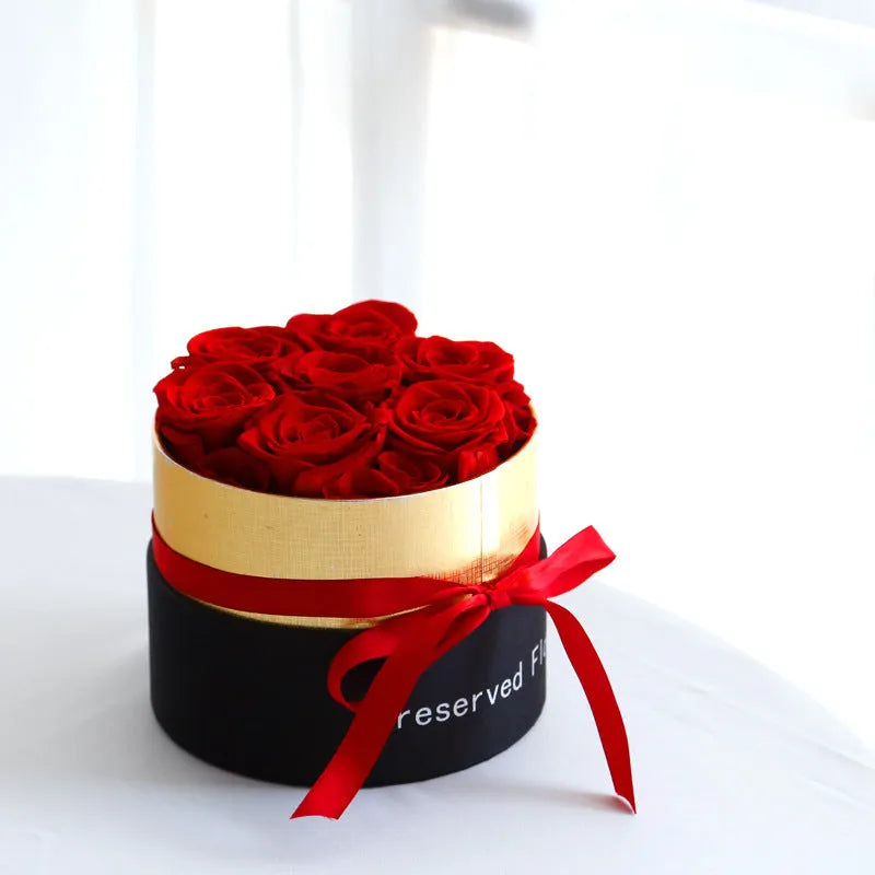 Preserved real rose flower in a luxury gift box with hand-crafted blooms