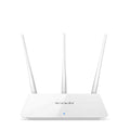 White wireless router with dual-band 2.4GHz and 5GHz support for broadband connections
