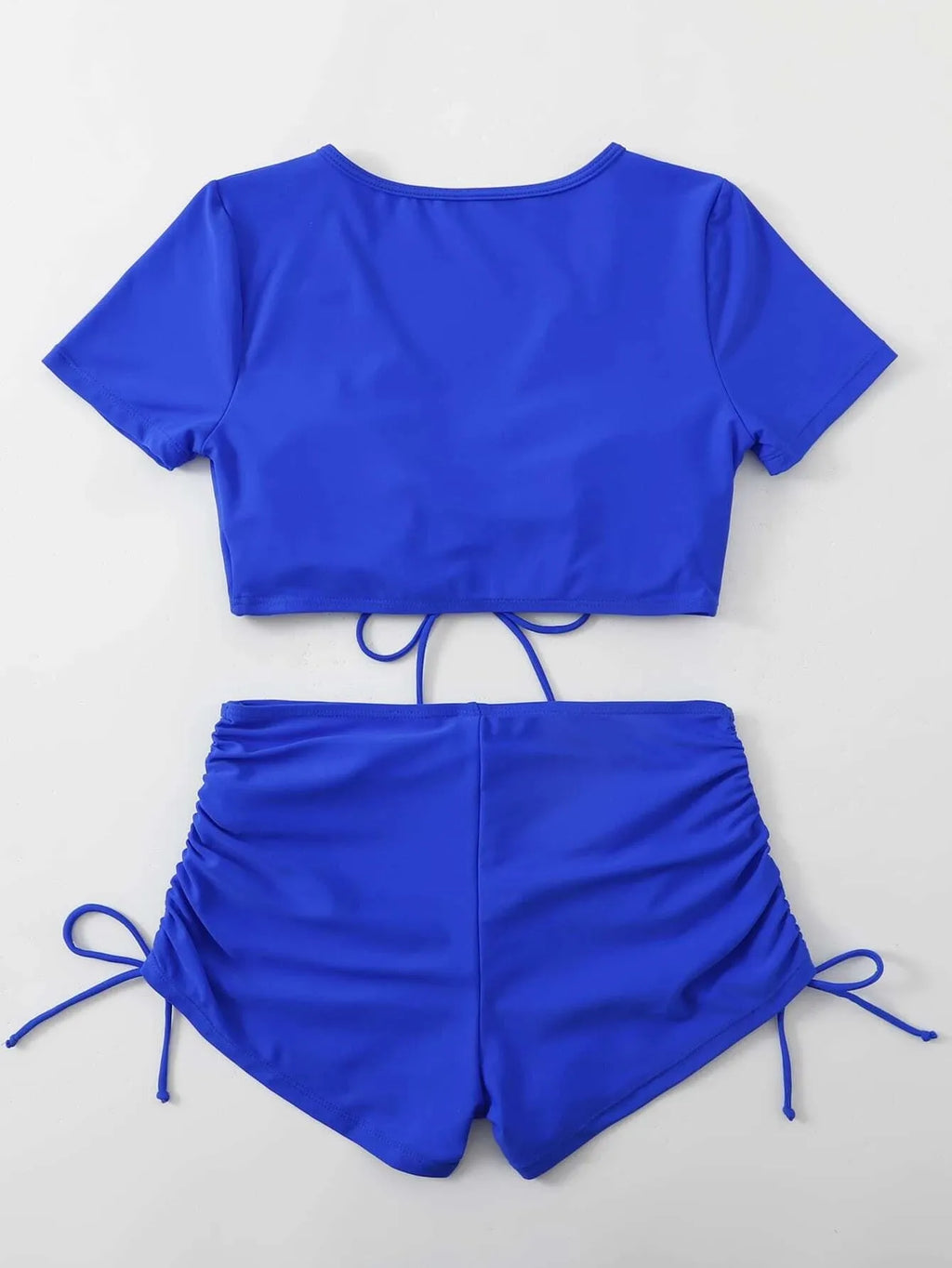 Women's lace-up front bow swimsuit with shorts in multiple colour options