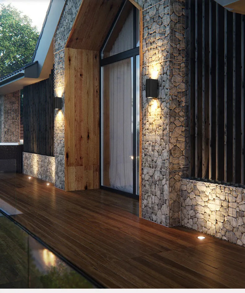 Villa outdoor balcony aisle LED waterproof wall lamp in square style with warm white light