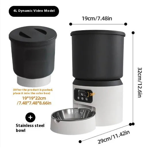 4L smart pet feeder with stainless steel bowl and WiFi remote control for cats and dogs