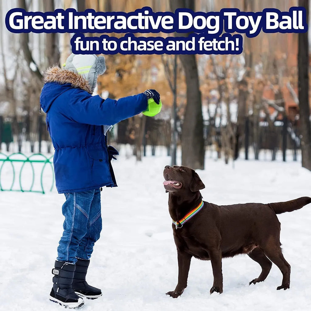 Green natural rubber dog squeaky ball chew toy for aggressive chewers measuring 90mm