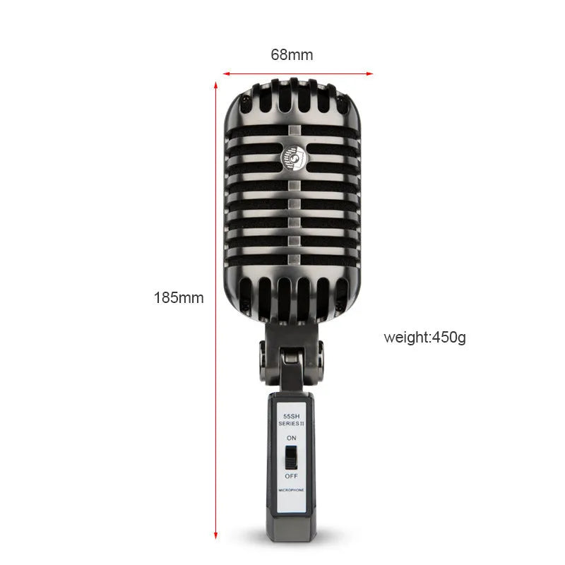 Retro-style condenser USB microphone with cardioid pattern for karaoke and live streaming.