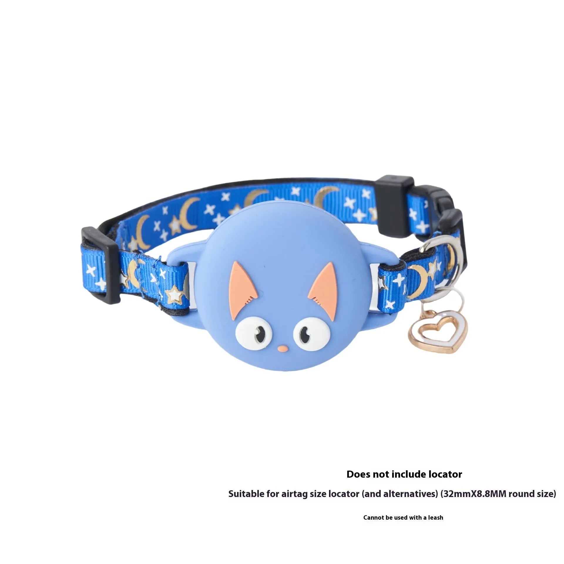 Pink plastic cat collar with built-in white Apple AirTag protective case, shown on S size setting.