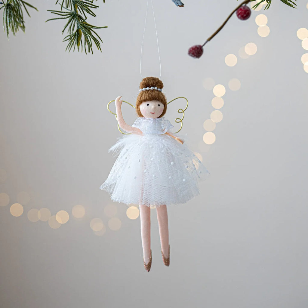 Pink and white cloth ballet angel girl plush doll pendant for decorative display
