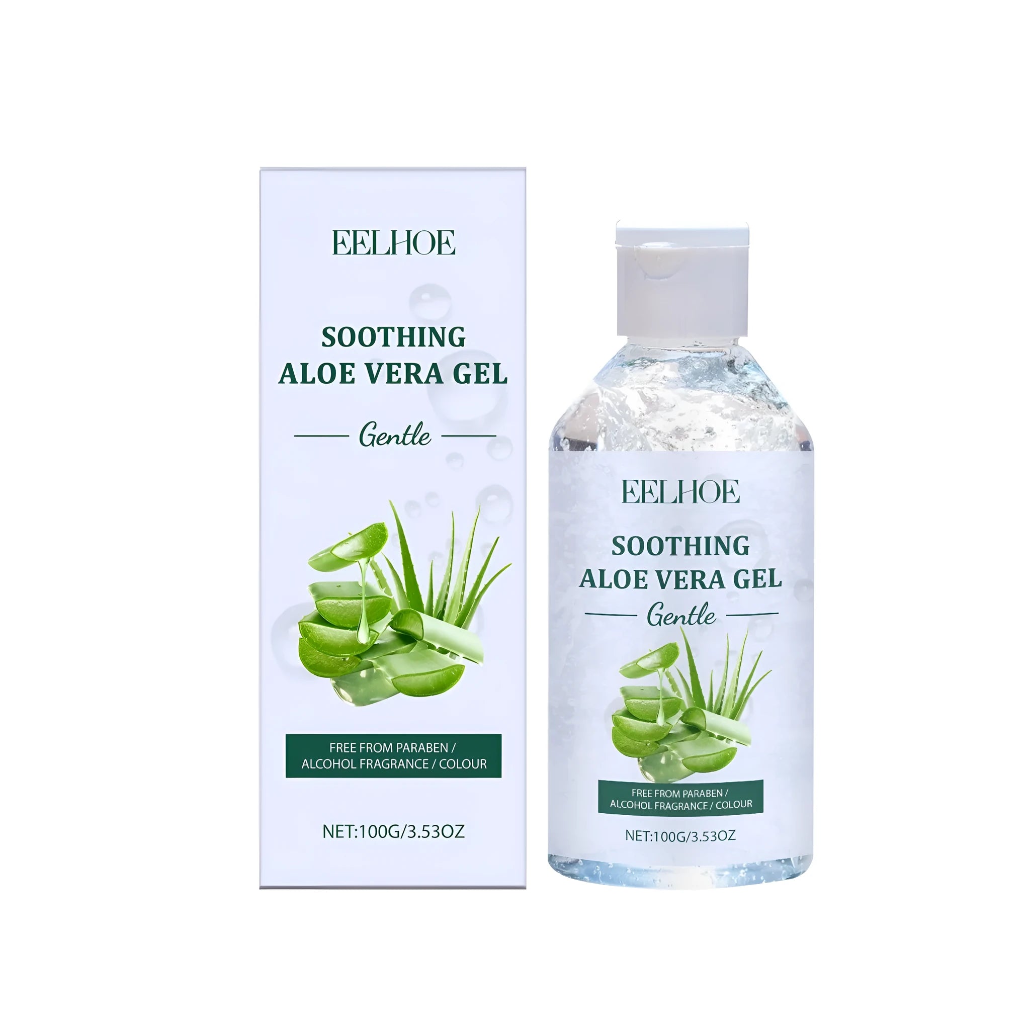 100g jar of transparent aloe vera gel with hyaluronic acid for skin hydration