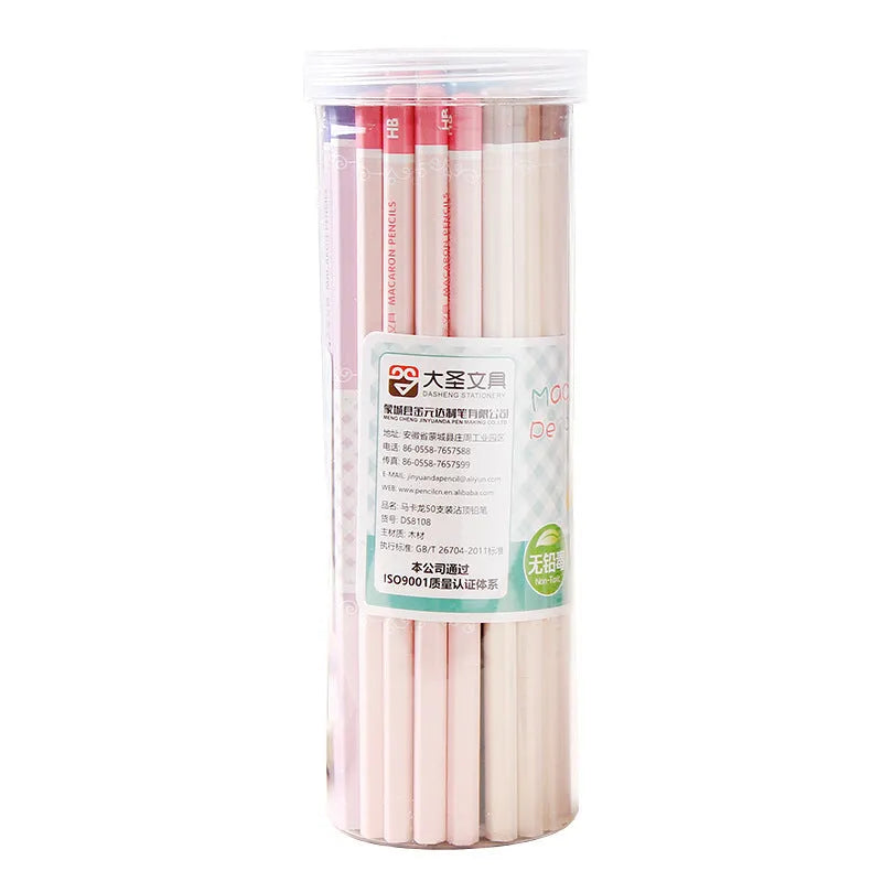 Basswood pencils with six angle design in 50-piece bulk packaging