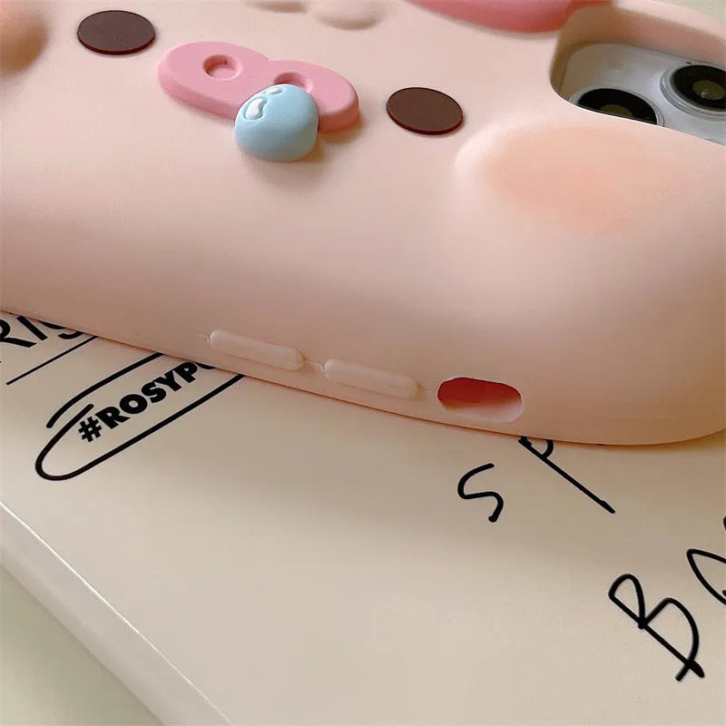 All-inclusive silicone snot pig phone case with embossed cartoon design for iPhone anti-fall protection