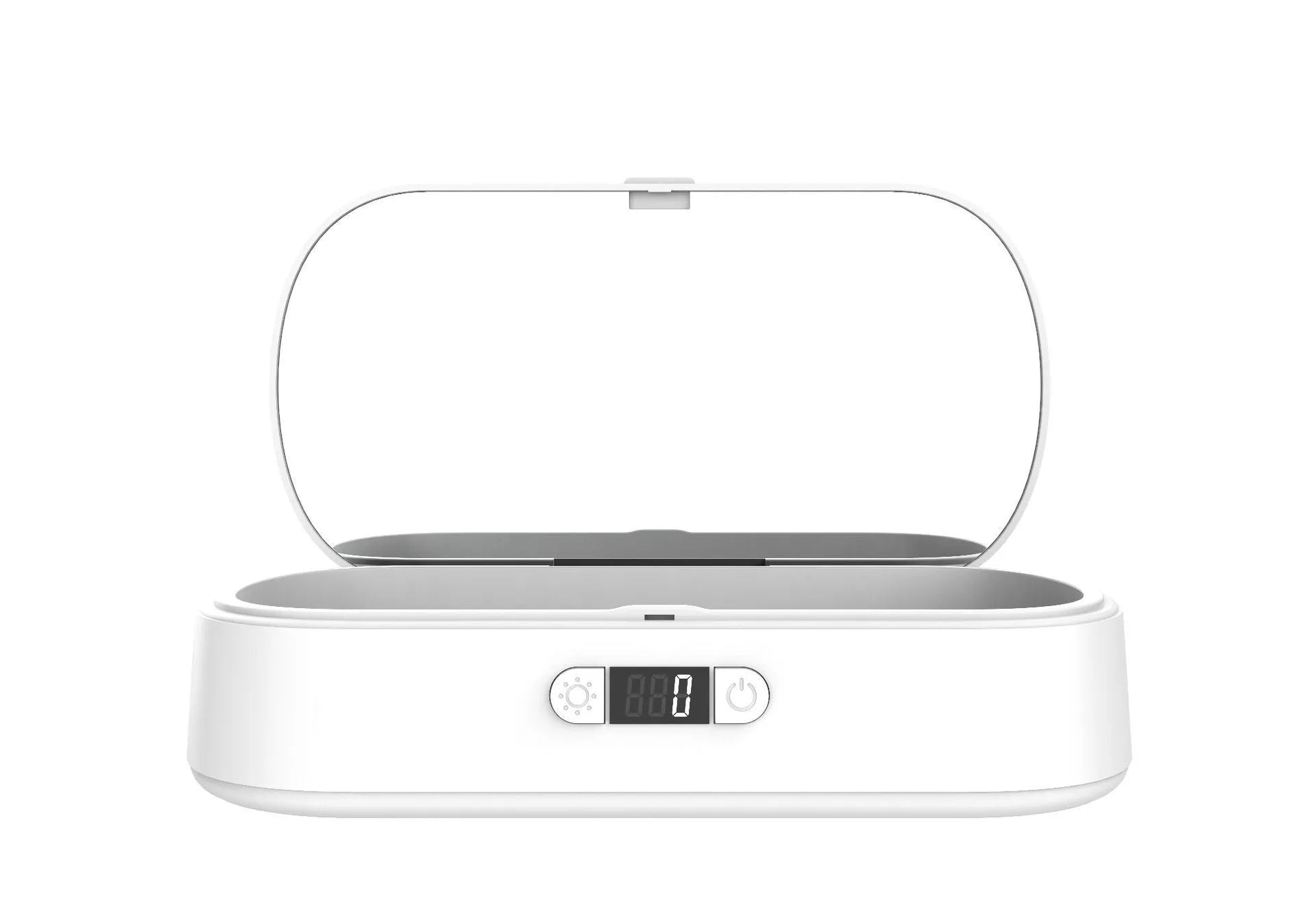White ABS plastic wireless UV steriliser box for phones and small personal items.