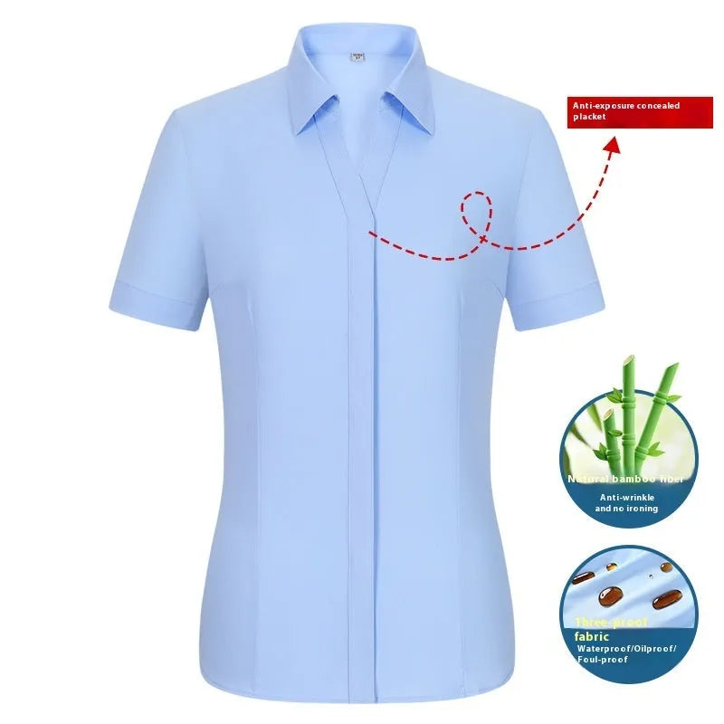 Men's waterproof bamboo fibre business shirt in slim fit cardigan style with square collar