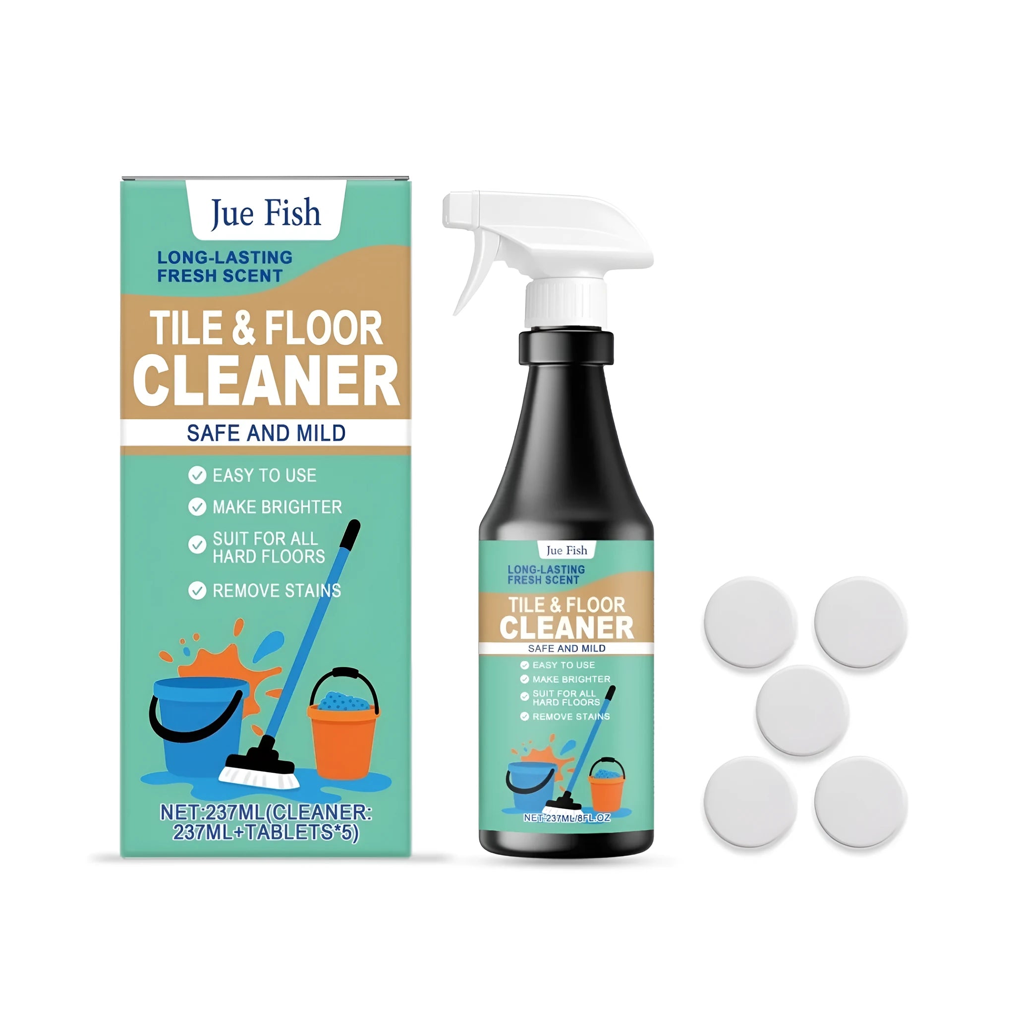 237ml floor cleaner spray bottle with biodegradable cleaning tablets for tile and laminate floors