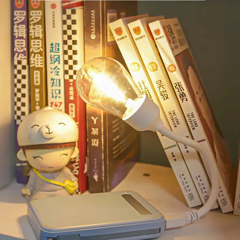 USB rechargeable folding tungsten night light showing compact storage design