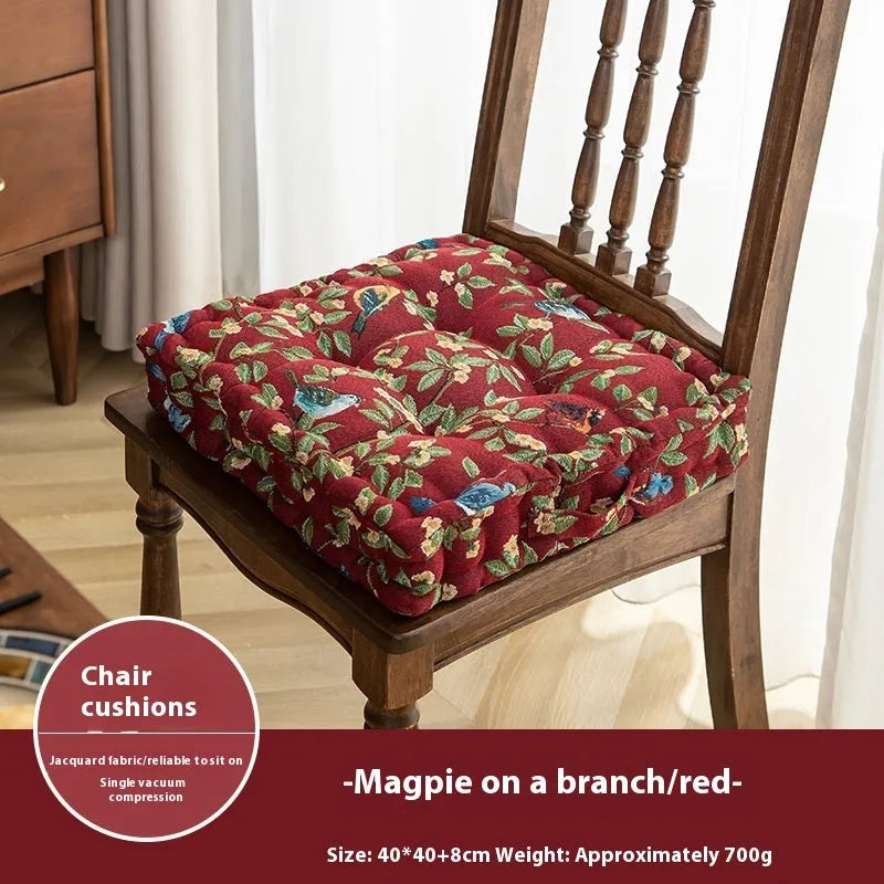 American style dining chair cushion showing 40×40×8cm dimensions with thick PP cotton filling