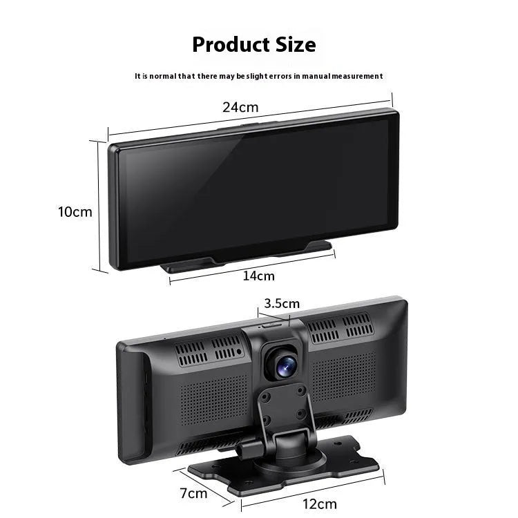 10-inch CarPlay smart screen with touchscreen and dual recording camera for vehicles