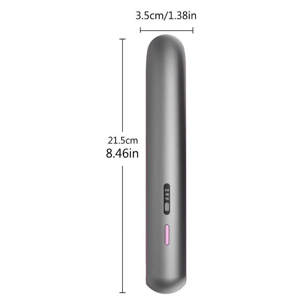 Moon shadow grey wireless hair straightener with ceramic plates for curling and straightening