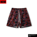 Breathable cotton blend loose fit sports shorts in green, navy blue, wine red, yellow, sizes S to XXXL