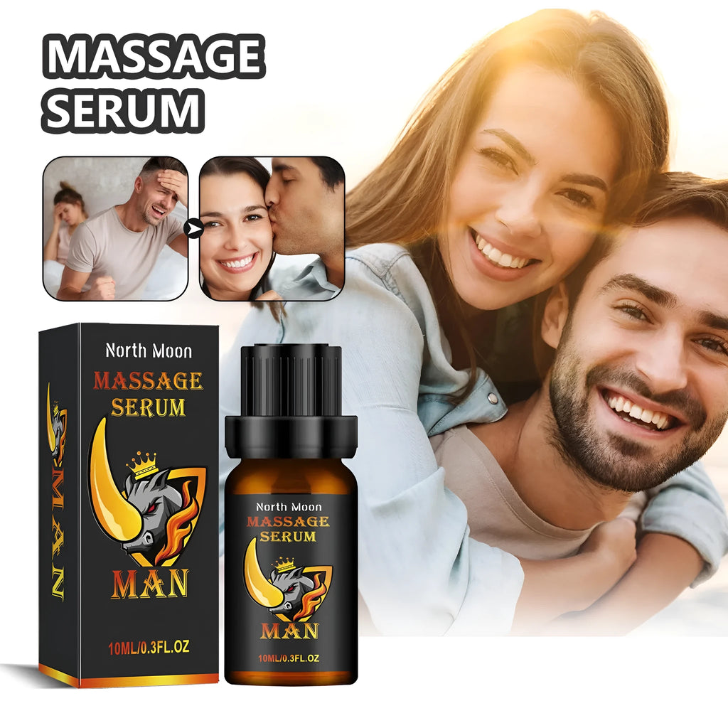 10ml bottle of men's body care essential oil blend with ginger root and jojoba oil