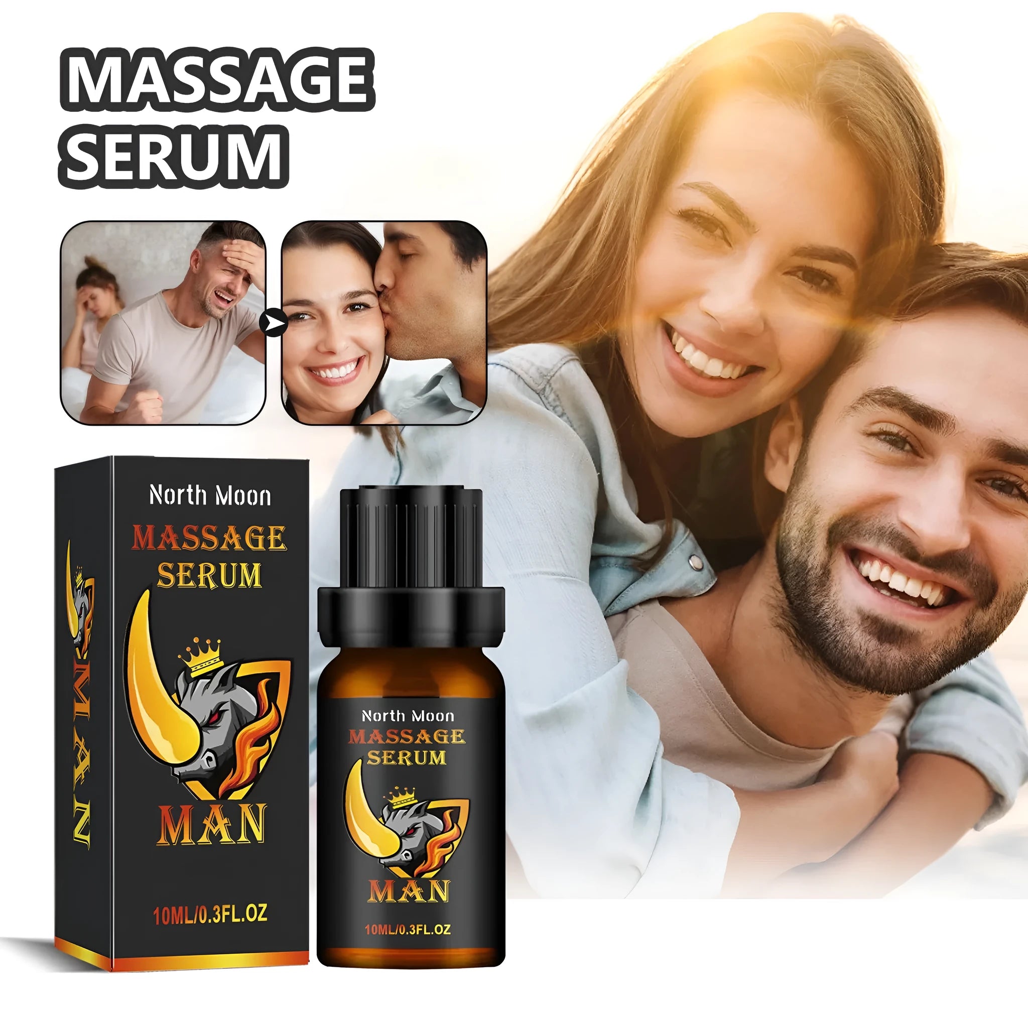 10ml bottle of men's body care essential oil blend with ginger root and jojoba oil