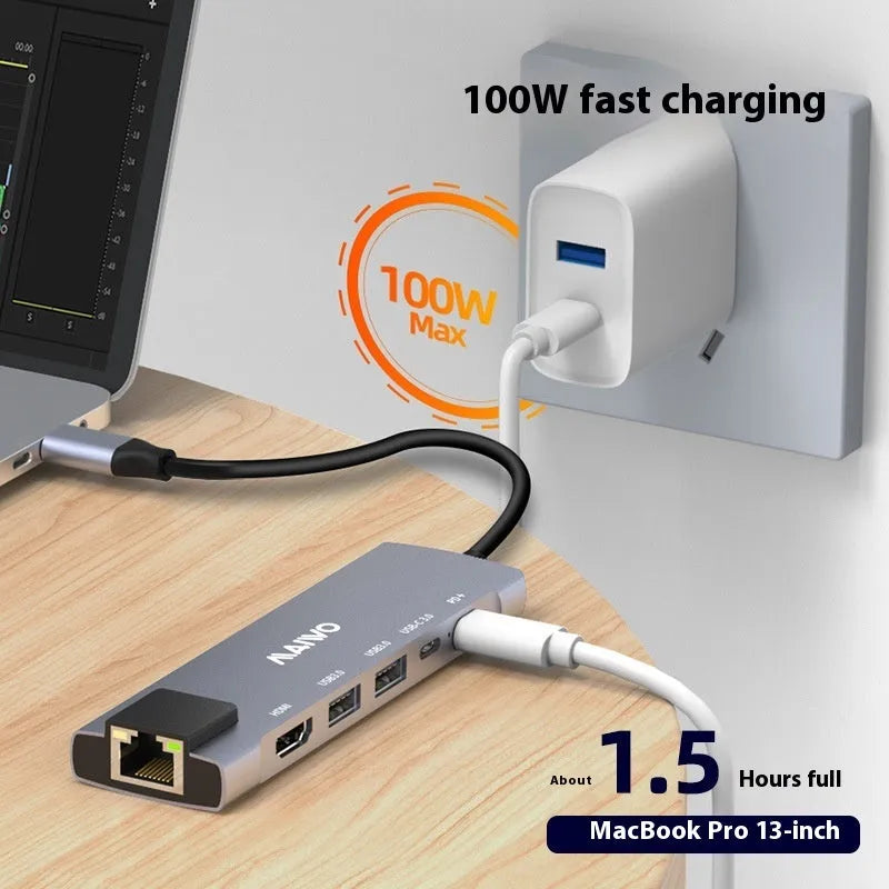 Steam Deck six-in-one docking station with aluminium alloy shell and Type-C cable