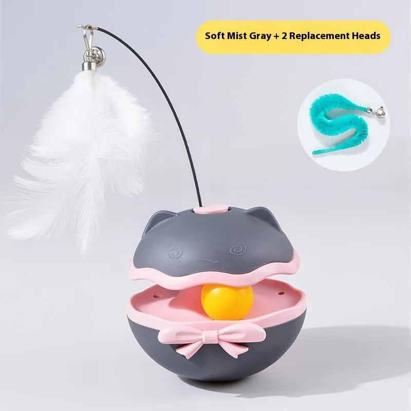 Electric cat toy tumbler with motion sensor in lemon yellow, sky blue or soft fog grey plastic