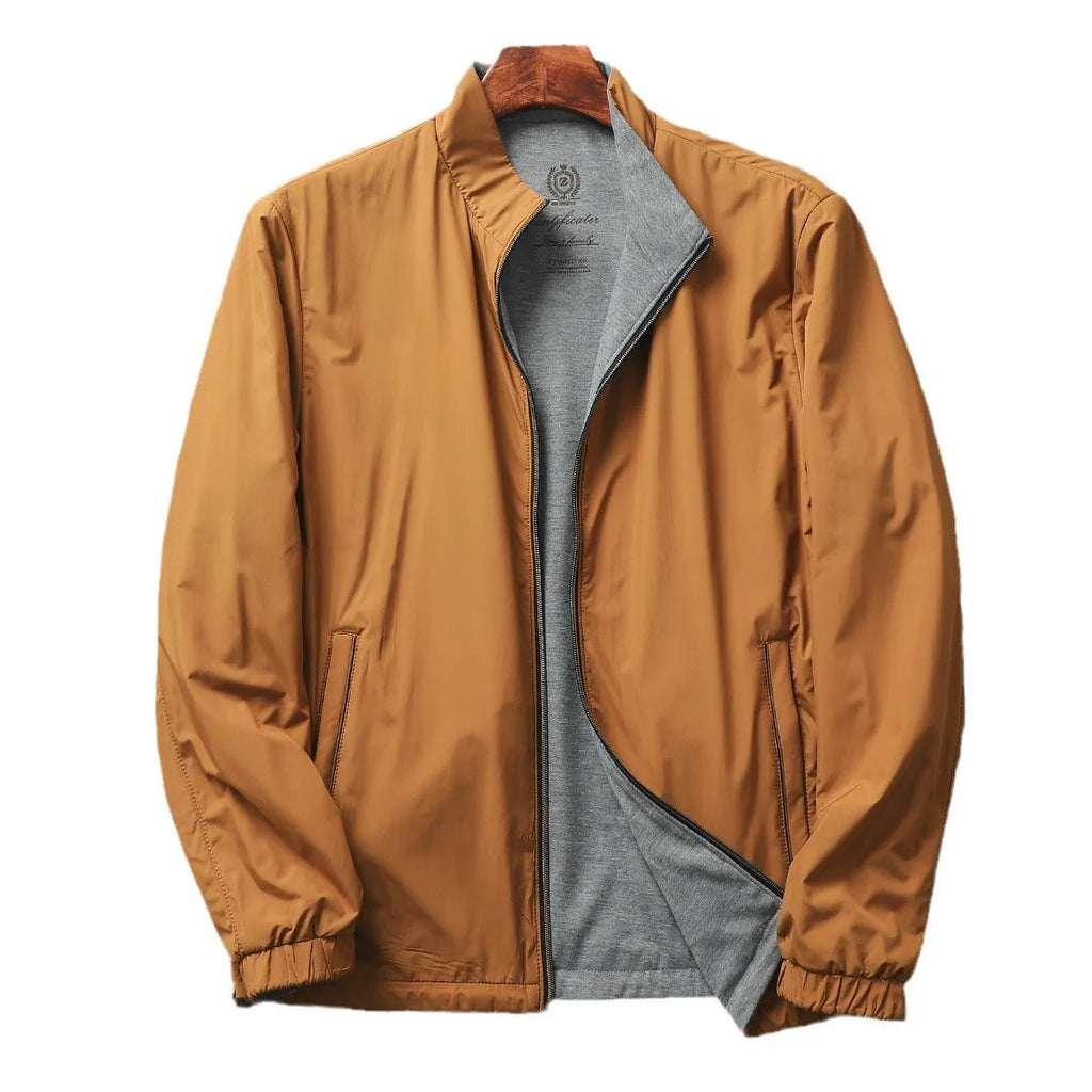 Men's stand collar business casual jacket in polyester blend fabric