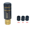 Roasted blue aluminium car gear shift knob with three black rubber fitting sleeves