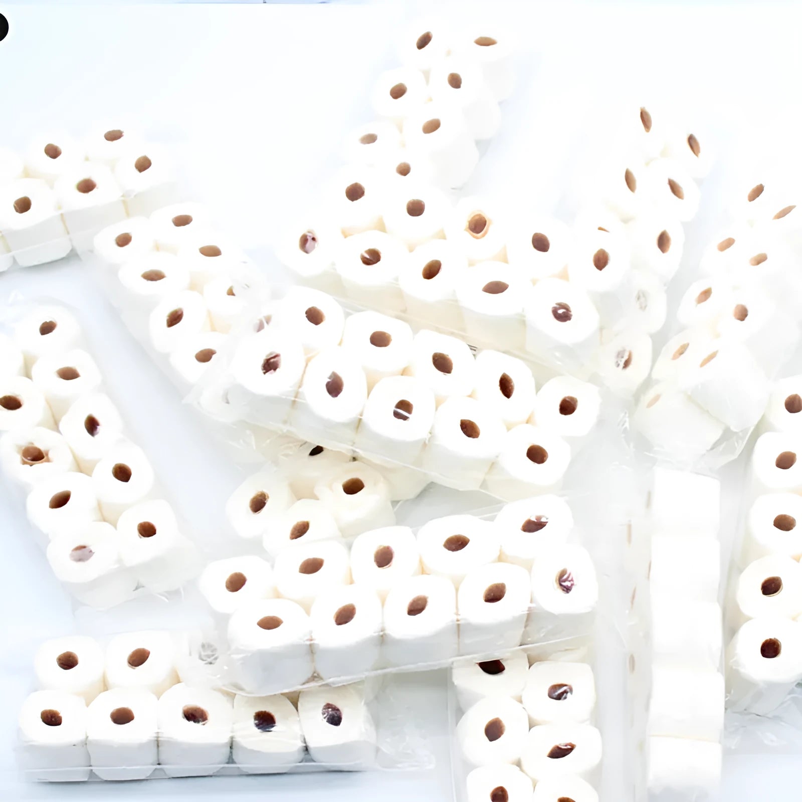 Miniature paper tissue roll model for dollhouse play measuring 30x15x80mm