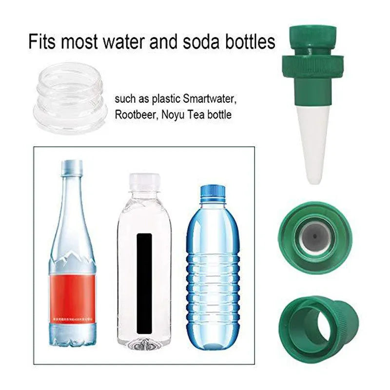 Green ceramic plant watering dripper device for automatic irrigation with cola bottle