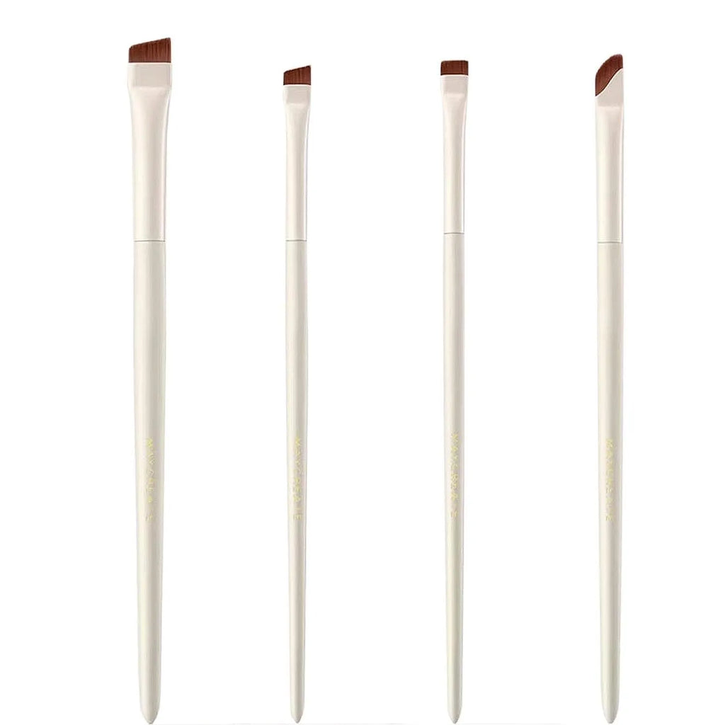 Four angled eyeliner and brow brushes with ultra-thin tips in leather case