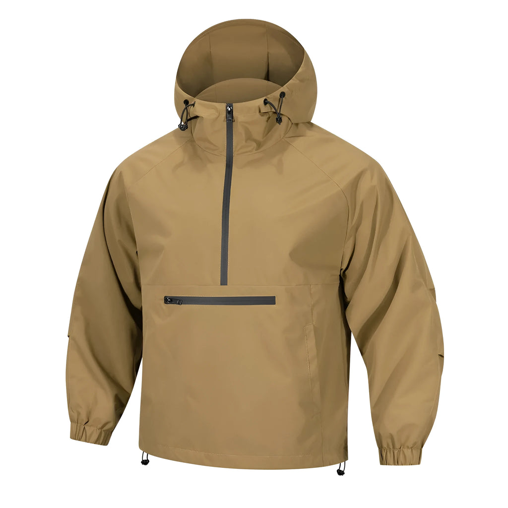 Men's loose half-zip hooded sweater jacket in rabbit fur corduroy fabric in light grey colour