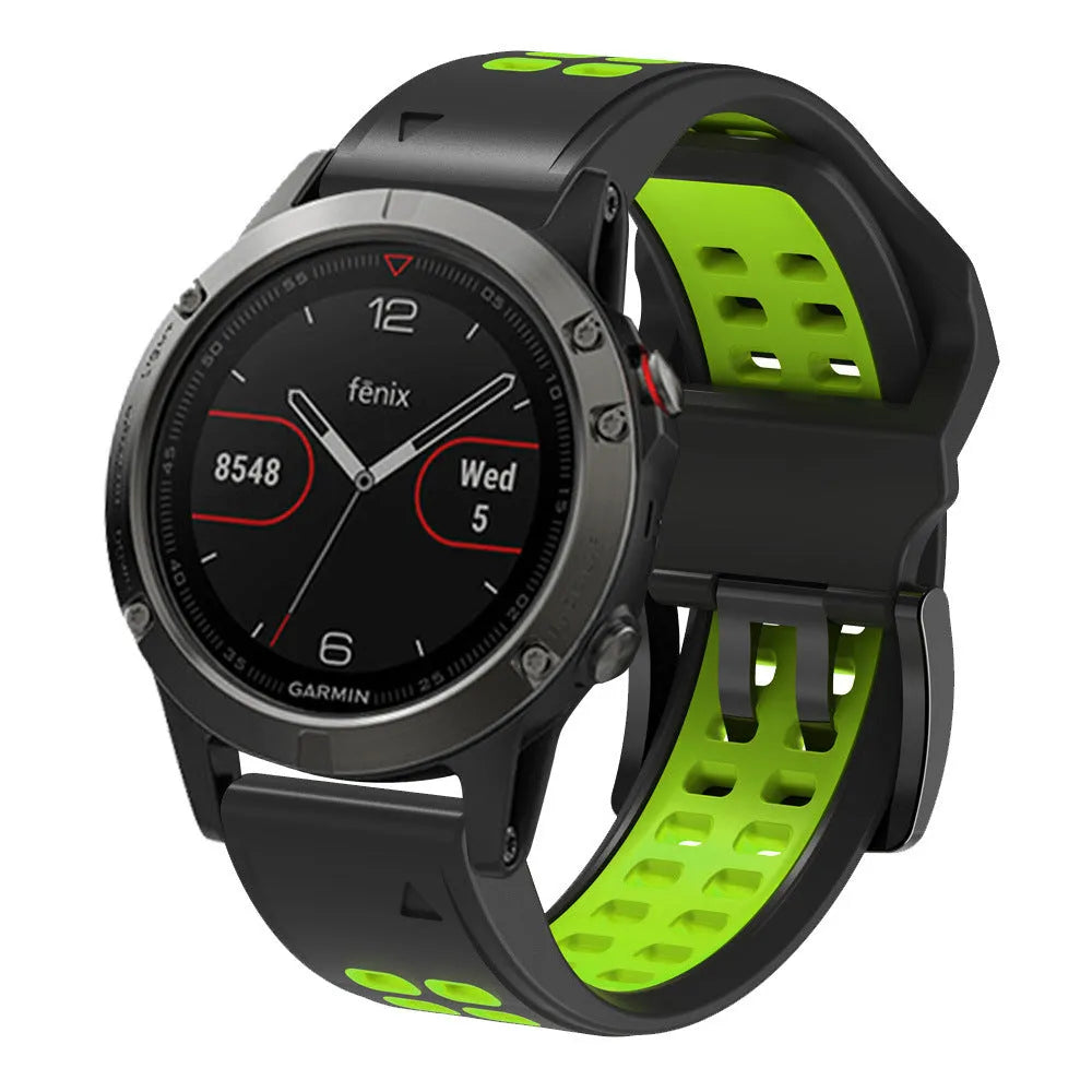 Quick release silicone watch strap in two-colour sports design with pin buckle