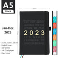 A5 business notebook with imitation leather cover in black, 100gsm paper pages