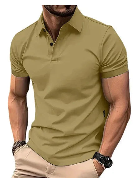 Men's slim fit cotton mix short sleeve button shirt in solid colours