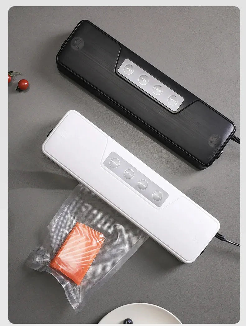 White automatic vacuum sealer machine with compact design for household food preservation